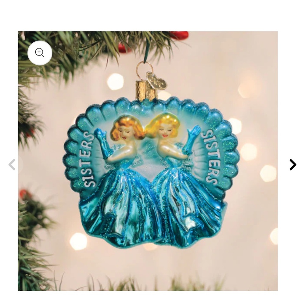 Sisters Glittering Blue Holiday Ornament